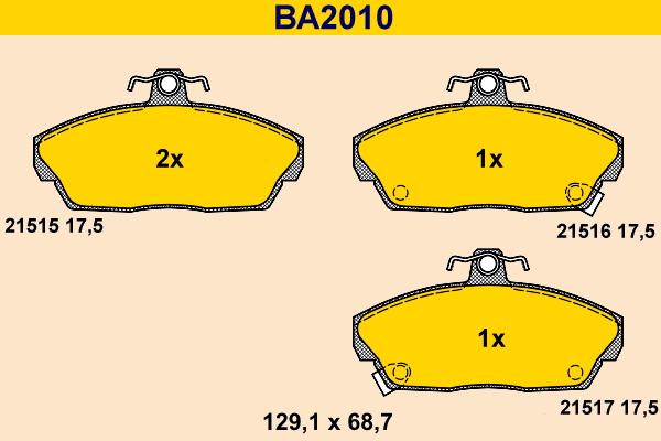 Barum BA2010 - Bremžu uzliku kompl., Disku bremzes www.autospares.lv