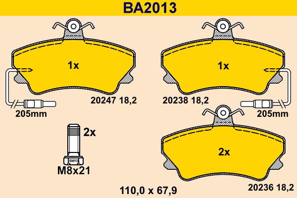 Barum BA2013 - Bremžu uzliku kompl., Disku bremzes www.autospares.lv