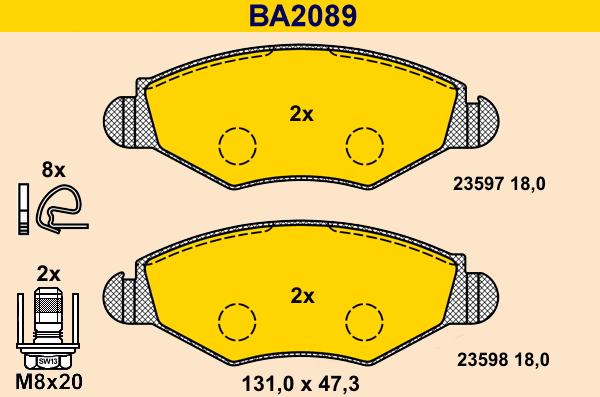 Barum BA2089 - Bremžu uzliku kompl., Disku bremzes www.autospares.lv