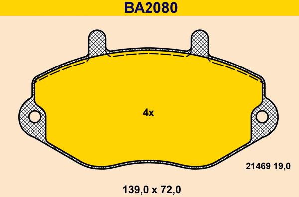 Barum BA2080 - Bremžu uzliku kompl., Disku bremzes www.autospares.lv