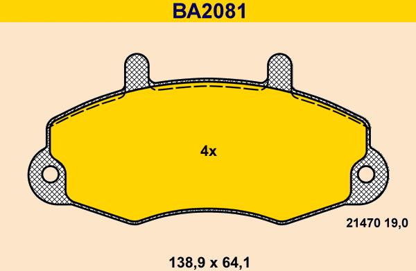 Barum BA2081 - Bremžu uzliku kompl., Disku bremzes www.autospares.lv