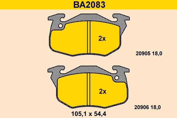 Barum BA2083 - Bremžu uzliku kompl., Disku bremzes www.autospares.lv