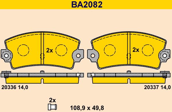 Barum BA2082 - Bremžu uzliku kompl., Disku bremzes www.autospares.lv