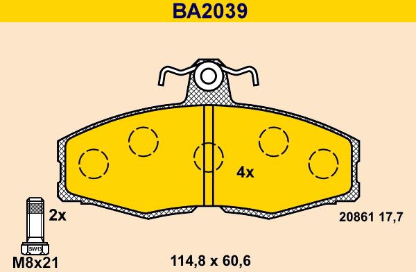 Barum BA2039 - Bremžu uzliku kompl., Disku bremzes www.autospares.lv