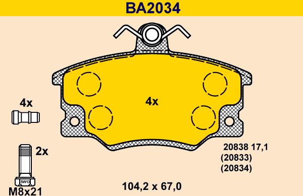 Barum BA2034 - Brake Pad Set, disc brake www.autospares.lv