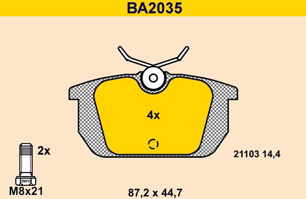 Barum BA2035 - Bremžu uzliku kompl., Disku bremzes www.autospares.lv