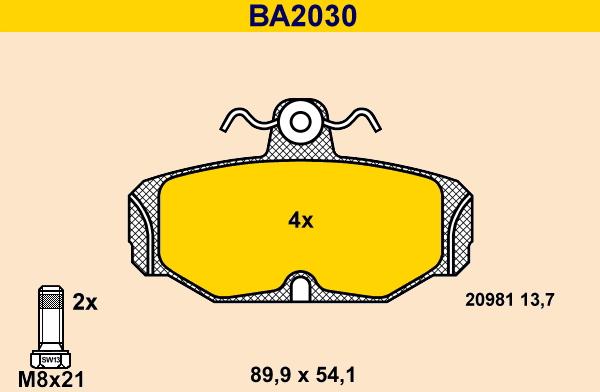 Barum BA2030 - Bremžu uzliku kompl., Disku bremzes www.autospares.lv