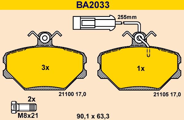 Barum BA2033 - Тормозные колодки, дисковые, комплект www.autospares.lv