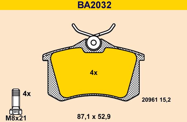 Barum BA2032 - Brake Pad Set, disc brake www.autospares.lv