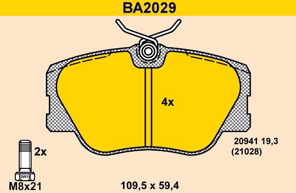 Barum BA2029 - Тормозные колодки, дисковые, комплект www.autospares.lv