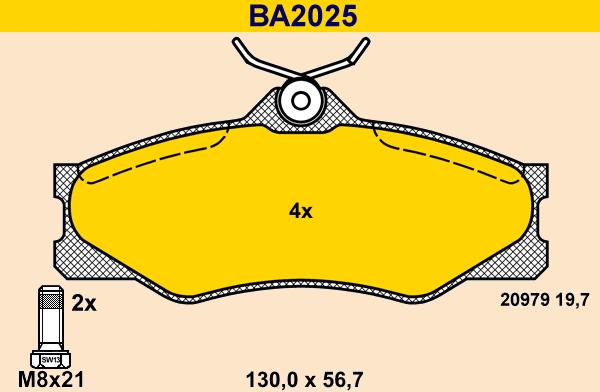 Barum BA2025 - Bremžu uzliku kompl., Disku bremzes www.autospares.lv