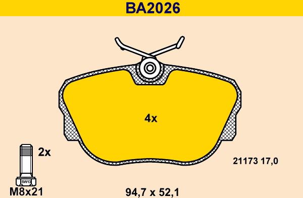 Barum BA2026 - Bremžu uzliku kompl., Disku bremzes www.autospares.lv