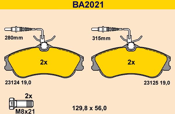 Barum BA2021 - Bremžu uzliku kompl., Disku bremzes www.autospares.lv