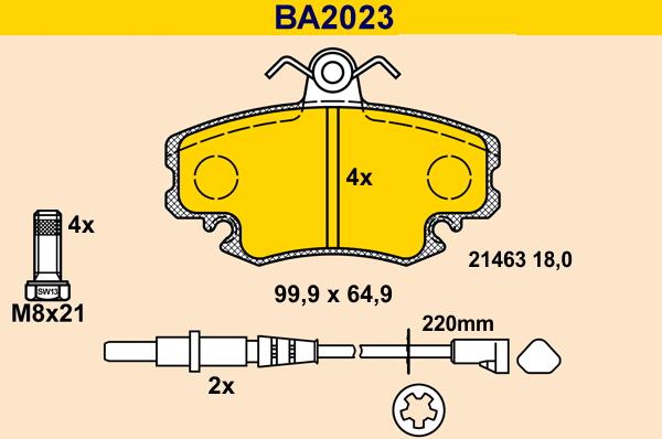 Barum BA2023 - Bremžu uzliku kompl., Disku bremzes www.autospares.lv