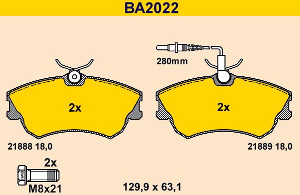 Barum BA2022 - Bremžu uzliku kompl., Disku bremzes www.autospares.lv