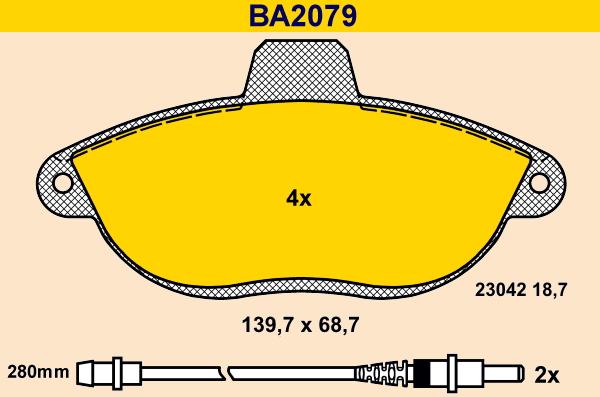 Barum BA2079 - Bremžu uzliku kompl., Disku bremzes www.autospares.lv