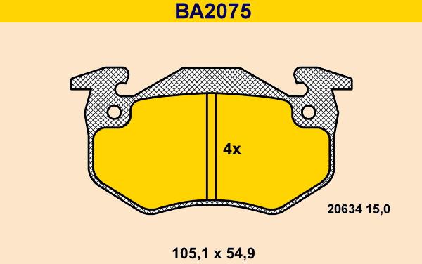 Barum BA2075 - Bremžu uzliku kompl., Disku bremzes www.autospares.lv