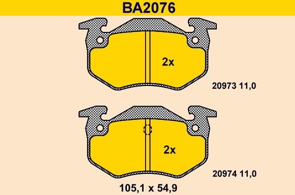 Barum BA2076 - Brake Pad Set, disc brake www.autospares.lv