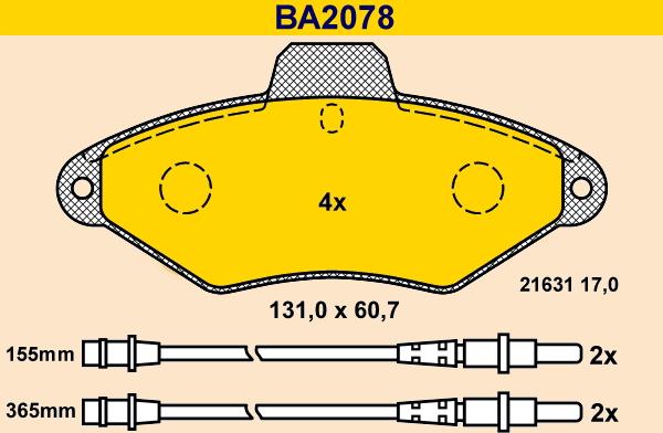 Barum BA2078 - Bremžu uzliku kompl., Disku bremzes www.autospares.lv