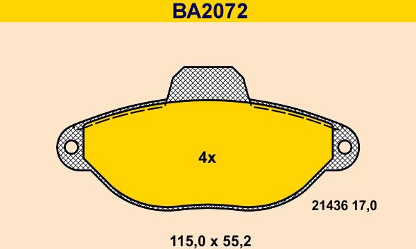 Barum BA2072 - Bremžu uzliku kompl., Disku bremzes autospares.lv