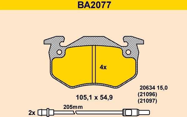 Barum BA2077 - Bremžu uzliku kompl., Disku bremzes autospares.lv