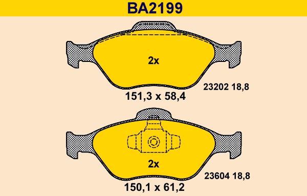 Barum BA2199 - Bremžu uzliku kompl., Disku bremzes www.autospares.lv