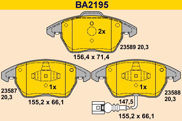 Barum BA2195 - Bremžu uzliku kompl., Disku bremzes autospares.lv