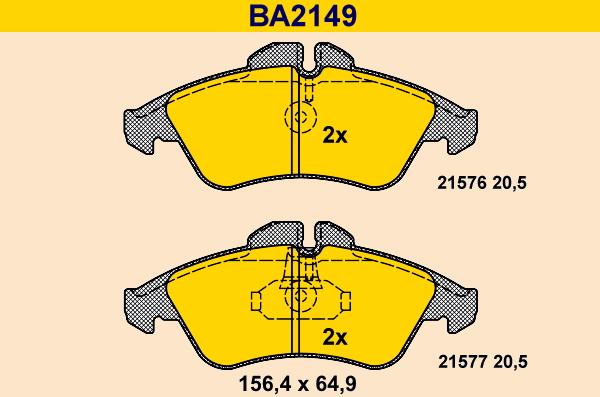 Barum BA2149 - Bremžu uzliku kompl., Disku bremzes www.autospares.lv