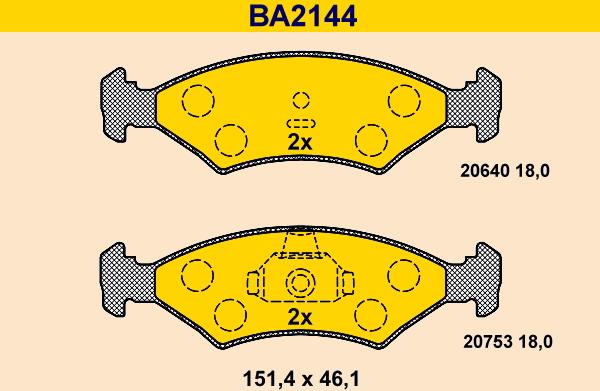 Barum BA2144 - Bremžu uzliku kompl., Disku bremzes www.autospares.lv