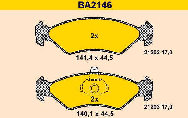 Barum BA2146 - Bremžu uzliku kompl., Disku bremzes www.autospares.lv