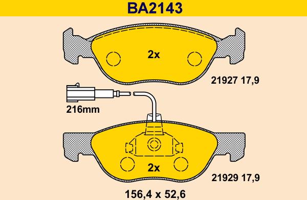 Barum BA2143 - Bremžu uzliku kompl., Disku bremzes www.autospares.lv