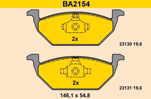 Barum BA2154 - Тормозные колодки, дисковые, комплект www.autospares.lv