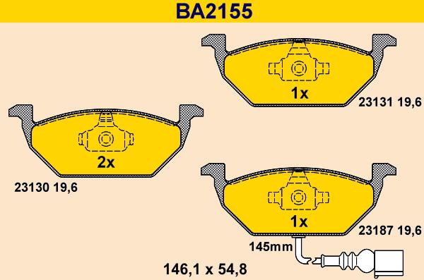 Barum BA2155 - Bremžu uzliku kompl., Disku bremzes autospares.lv