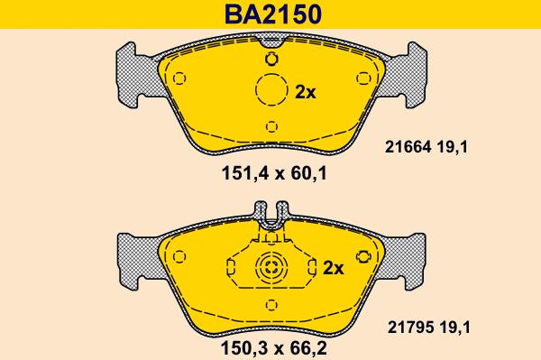 Barum BA2150 - Bremžu uzliku kompl., Disku bremzes www.autospares.lv