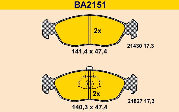 Barum BA2151 - Тормозные колодки, дисковые, комплект www.autospares.lv