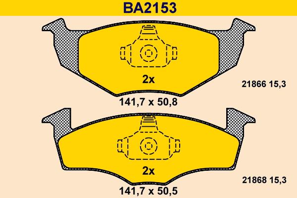 Barum BA2153 - Тормозные колодки, дисковые, комплект www.autospares.lv