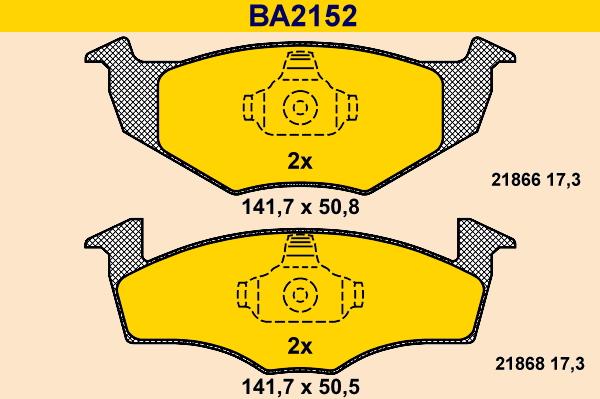 Barum BA2152 - Brake Pad Set, disc brake www.autospares.lv