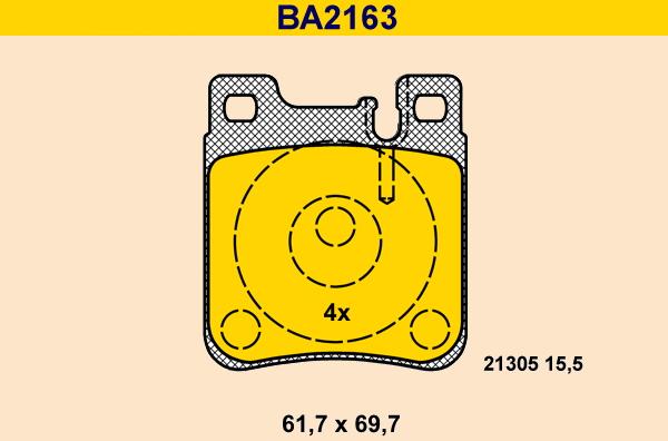 Barum BA2163 - Bremžu uzliku kompl., Disku bremzes www.autospares.lv