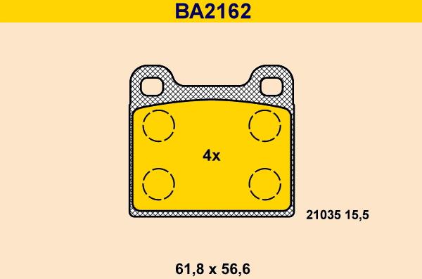 Barum BA2162 - Bremžu uzliku kompl., Disku bremzes www.autospares.lv