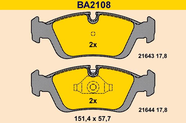 Barum BA2108 - Bremžu uzliku kompl., Disku bremzes autospares.lv