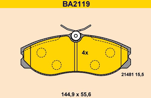 Barum BA2119 - Bremžu uzliku kompl., Disku bremzes www.autospares.lv