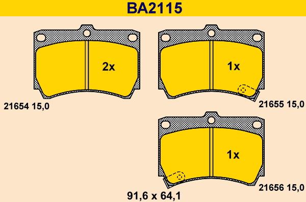 Barum BA2115 - Bremžu uzliku kompl., Disku bremzes www.autospares.lv