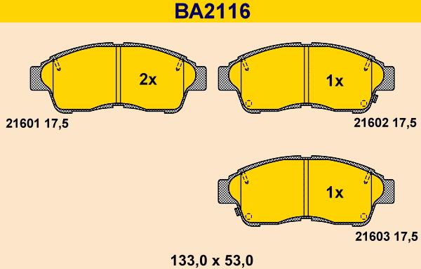 Barum BA2116 - Bremžu uzliku kompl., Disku bremzes autospares.lv