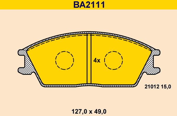 Barum BA2111 - Bremžu uzliku kompl., Disku bremzes www.autospares.lv