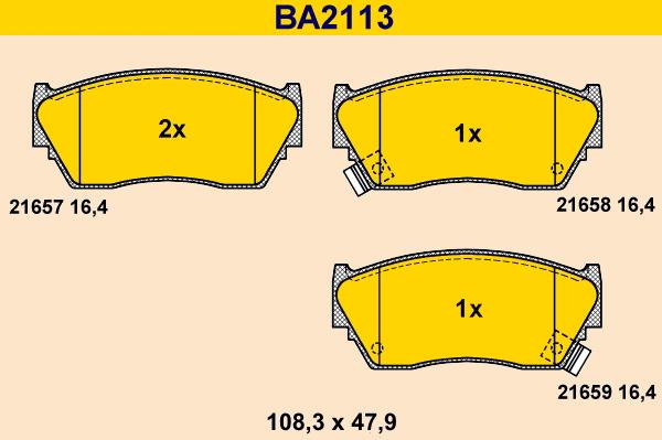 Barum BA2113 - Bremžu uzliku kompl., Disku bremzes www.autospares.lv