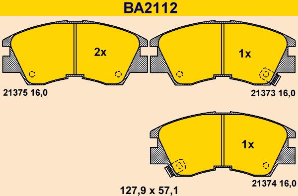 Barum BA2112 - Bremžu uzliku kompl., Disku bremzes www.autospares.lv