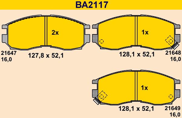 Barum BA2117 - Тормозные колодки, дисковые, комплект www.autospares.lv