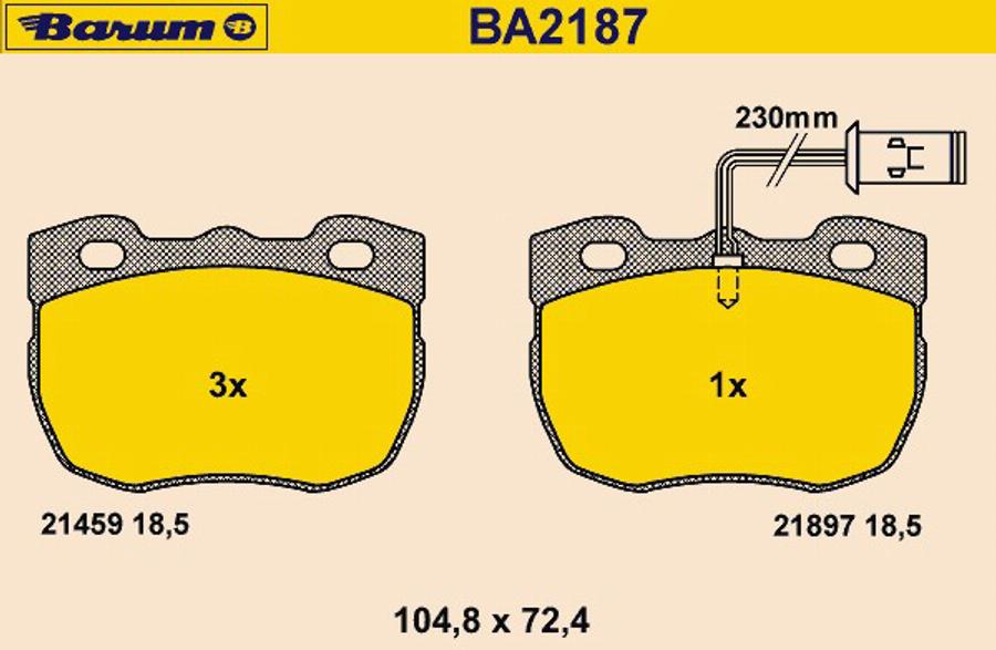 Barum BA2187 - Bremžu uzliku kompl., Disku bremzes autospares.lv