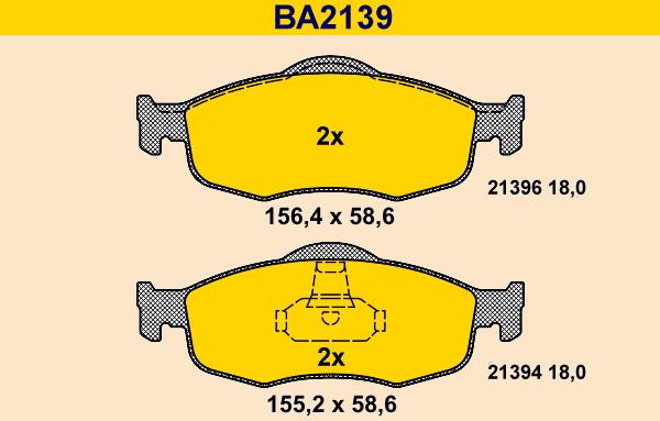 Barum BA2139 - Bremžu uzliku kompl., Disku bremzes www.autospares.lv