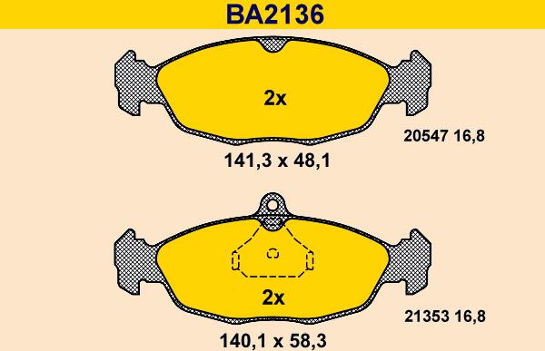 Barum BA2136 - Тормозные колодки, дисковые, комплект www.autospares.lv